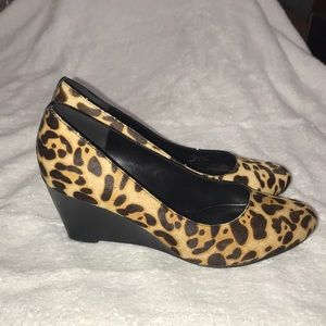 Ecco Jales 65mm leopard print wedge heels